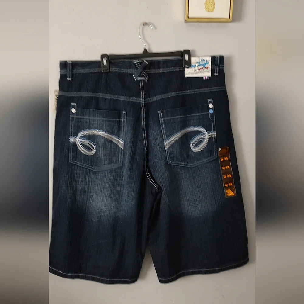 5ive Jungle Jeans Bermuda shorts Embroidery Vintage Streetwear Size 44 New Blue